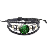 Magic School Salazar Slytherin Glass Buckle Charm Bracelet Fashion Jewelry Handmade DIY Multilayer leather wrap bracelet daiiibabyyy