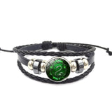 Magic School Salazar Slytherin Glass Buckle Charm Bracelet Fashion Jewelry Handmade DIY Multilayer leather wrap bracelet daiiibabyyy