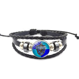 Magic School Salazar Slytherin Glass Buckle Charm Bracelet Fashion Jewelry Handmade DIY Multilayer leather wrap bracelet daiiibabyyy