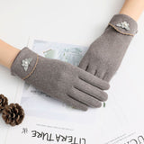 New Female Autumn Winter Non-Inverted Velvet Cashmere Full Finger Warm Lace Gloves Women Cotton Touch Screen Gloves G82 daiiibabyyy