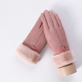 New Female Autumn Winter Non-Inverted Velvet Cashmere Full Finger Warm Lace Gloves Women Cotton Touch Screen Gloves G82 daiiibabyyy