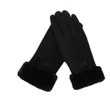 New Female Autumn Winter Non-Inverted Velvet Cashmere Full Finger Warm Lace Gloves Women Cotton Touch Screen Gloves G82 daiiibabyyy