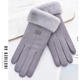 New Female Autumn Winter Non-Inverted Velvet Cashmere Full Finger Warm Lace Gloves Women Cotton Touch Screen Gloves G82 daiiibabyyy