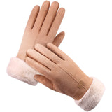 New Female Autumn Winter Non-Inverted Velvet Cashmere Full Finger Warm Lace Gloves Women Cotton Touch Screen Gloves G82 daiiibabyyy