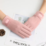 New Female Autumn Winter Non-Inverted Velvet Cashmere Full Finger Warm Lace Gloves Women Cotton Touch Screen Gloves G82 daiiibabyyy