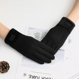 New Female Autumn Winter Non-Inverted Velvet Cashmere Full Finger Warm Lace Gloves Women Cotton Touch Screen Gloves G82 daiiibabyyy