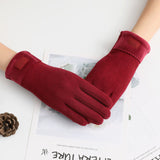 New Female Autumn Winter Non-Inverted Velvet Cashmere Full Finger Warm Lace Gloves Women Cotton Touch Screen Gloves G82 daiiibabyyy