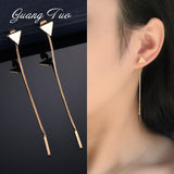 Fashion Triangle Earrings Chain Tassel Earrings For Women Jewelry Temperament Simple Long Earrings Boucle D'oreille Femme daiiibabyyy