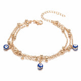 Bohemian Multi Layered Beads Ankle Bracelet for Women Leg Chain Blue Evil Eye Pendant Anklet Summer Beach Foot Jewelry daiiibabyyy