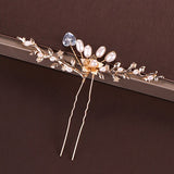 Gold Pearl Tiara Hairpin Clip Crystal Rhinestone Hair Jewelry For Women Flower Handmade Headband Wedding Bridal Hair Accessories daiiibabyyy