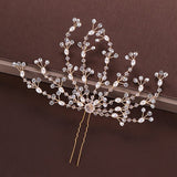 Gold Pearl Tiara Hairpin Clip Crystal Rhinestone Hair Jewelry For Women Flower Handmade Headband Wedding Bridal Hair Accessories daiiibabyyy